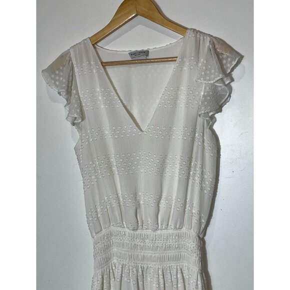 RAMY BROOK Simona White Clip Dot Mini Dress Smocked Bridal Bride Medium ($450) - Picture 3 of 9